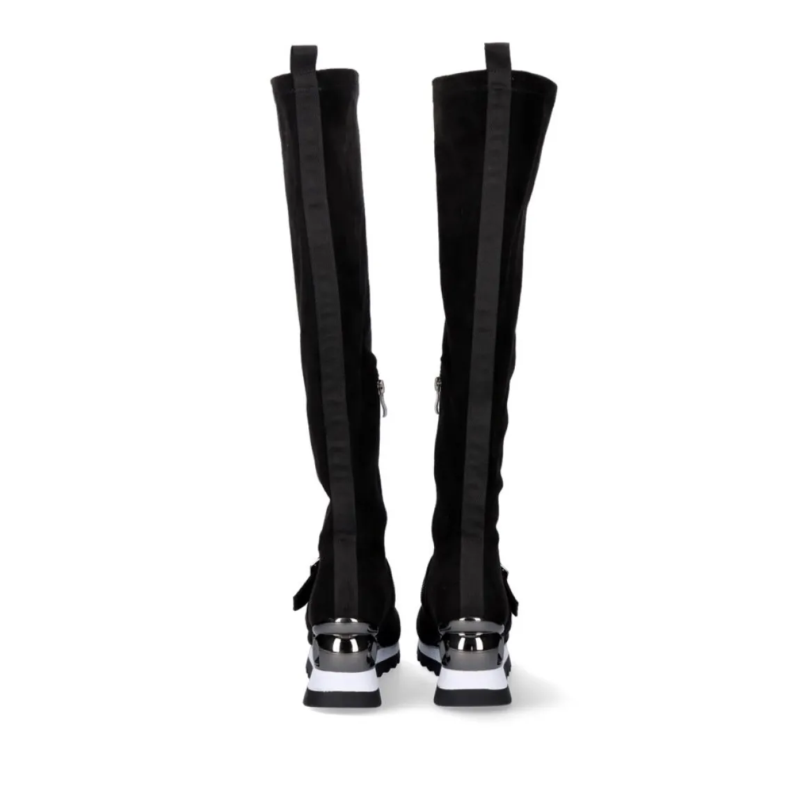 Bota Alta Com Cunha Assimetrica Y2327-H501 Em Preto