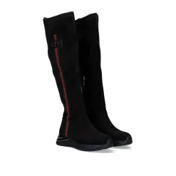 Bota Alta Com Detalhe Vermelho Y2315-H298 Em Preto