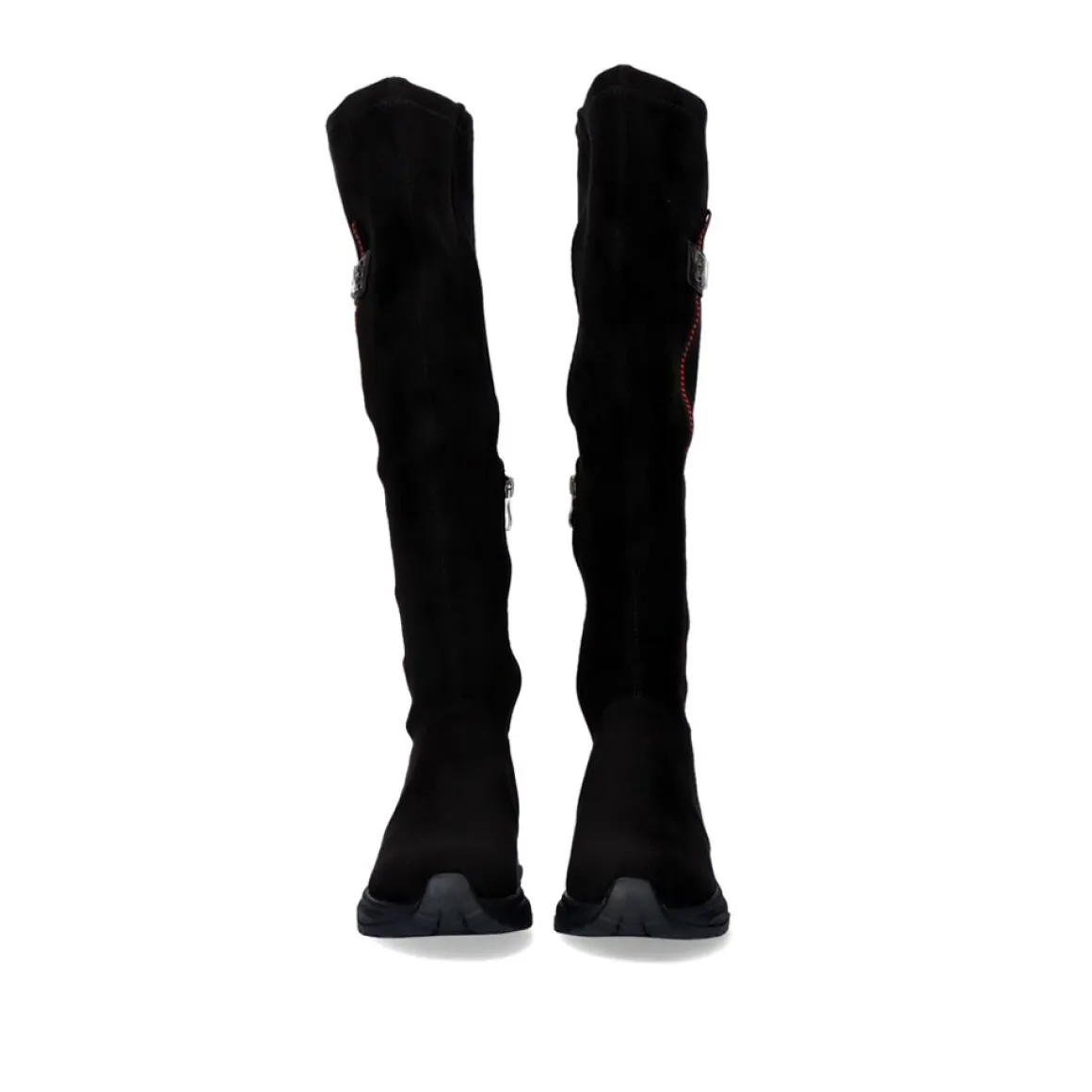 Bota Alta Com Detalhe Vermelho Y2315-H298 Em Preto