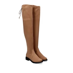 Bota Alta Estilo Mosqueteiro Veronica-843 De Microfibra En Camel