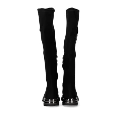 Bota De Salto Alto Em Couro Y2315-H313 Em Preto