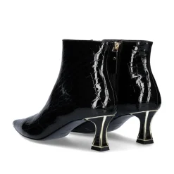 Bota De Salto Fino Erica-311 Couro De Coco Preto