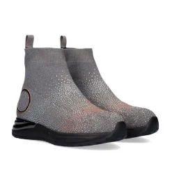 Bota De Tornozelo Estilo Meias Y2315-H502 Cinzento Com Strass