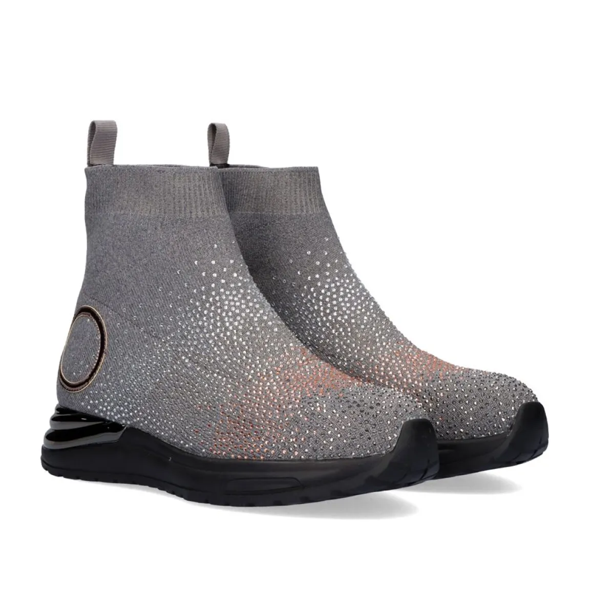 Bota De Tornozelo Estilo Meias Y2315-H502 Cinzento Com Strass