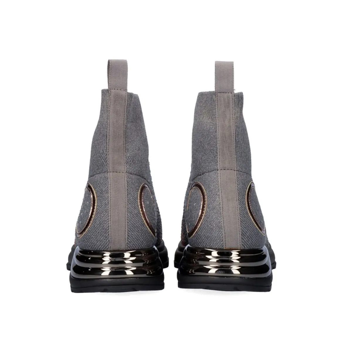 Bota De Tornozelo Estilo Meias Y2315-H502 Cinzento Com Strass