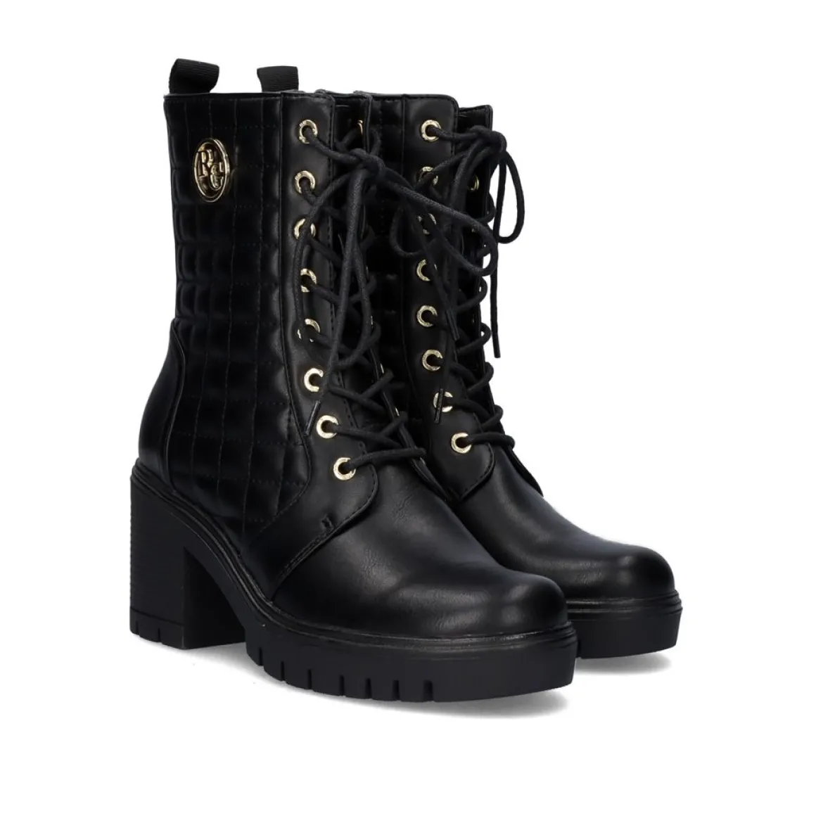 Botas Estilo Militar Com Salto Rita-635 Em Preto