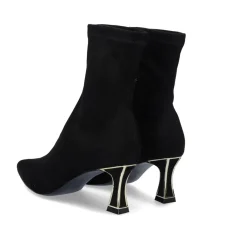 Botina De Microfibra Com Salto Fino Erica-503 Preto