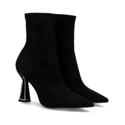 Botina Preta De Microfibra Com Salto Fino Belinda-500 Preto