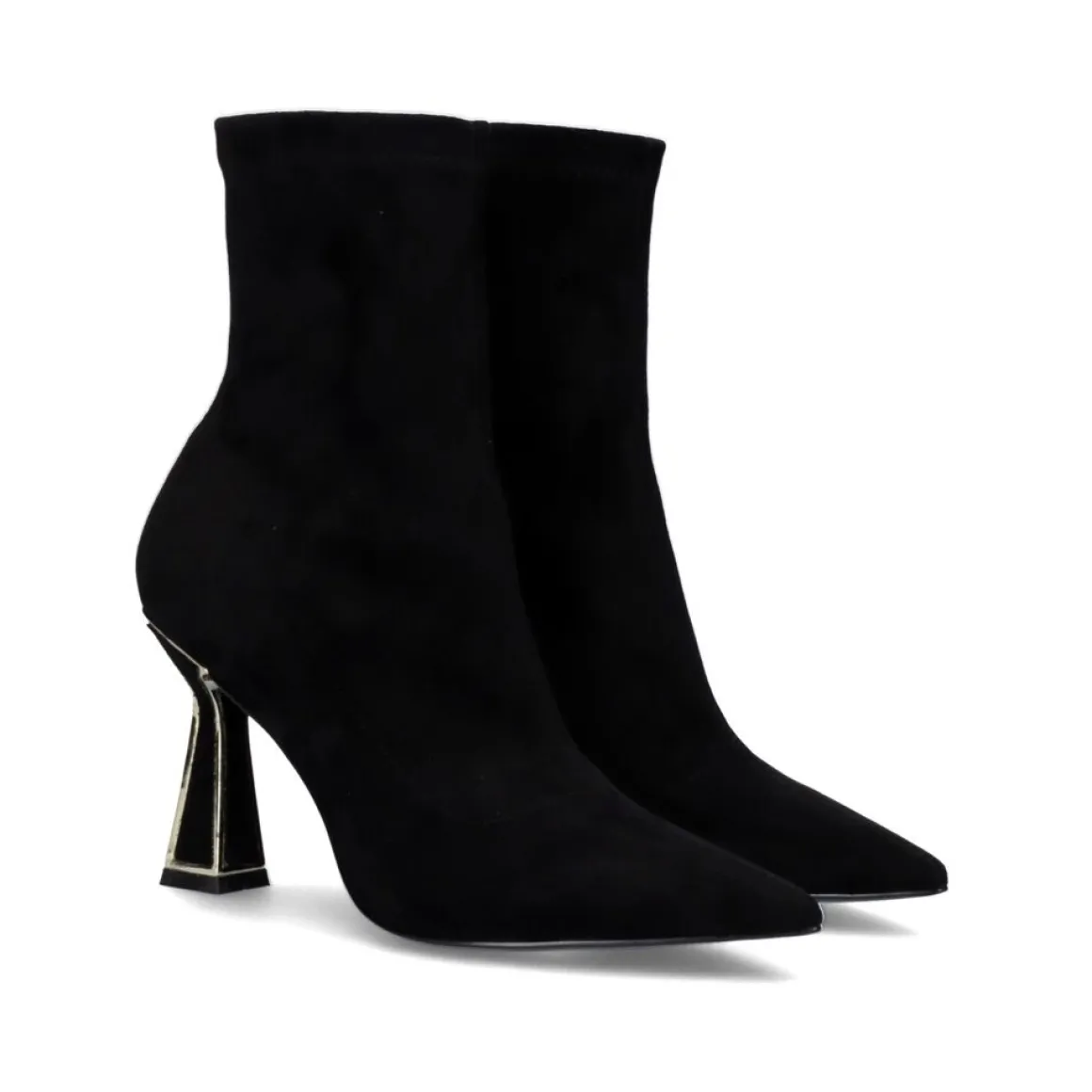 Botina Preta De Microfibra Com Salto Fino Belinda-500 Preto