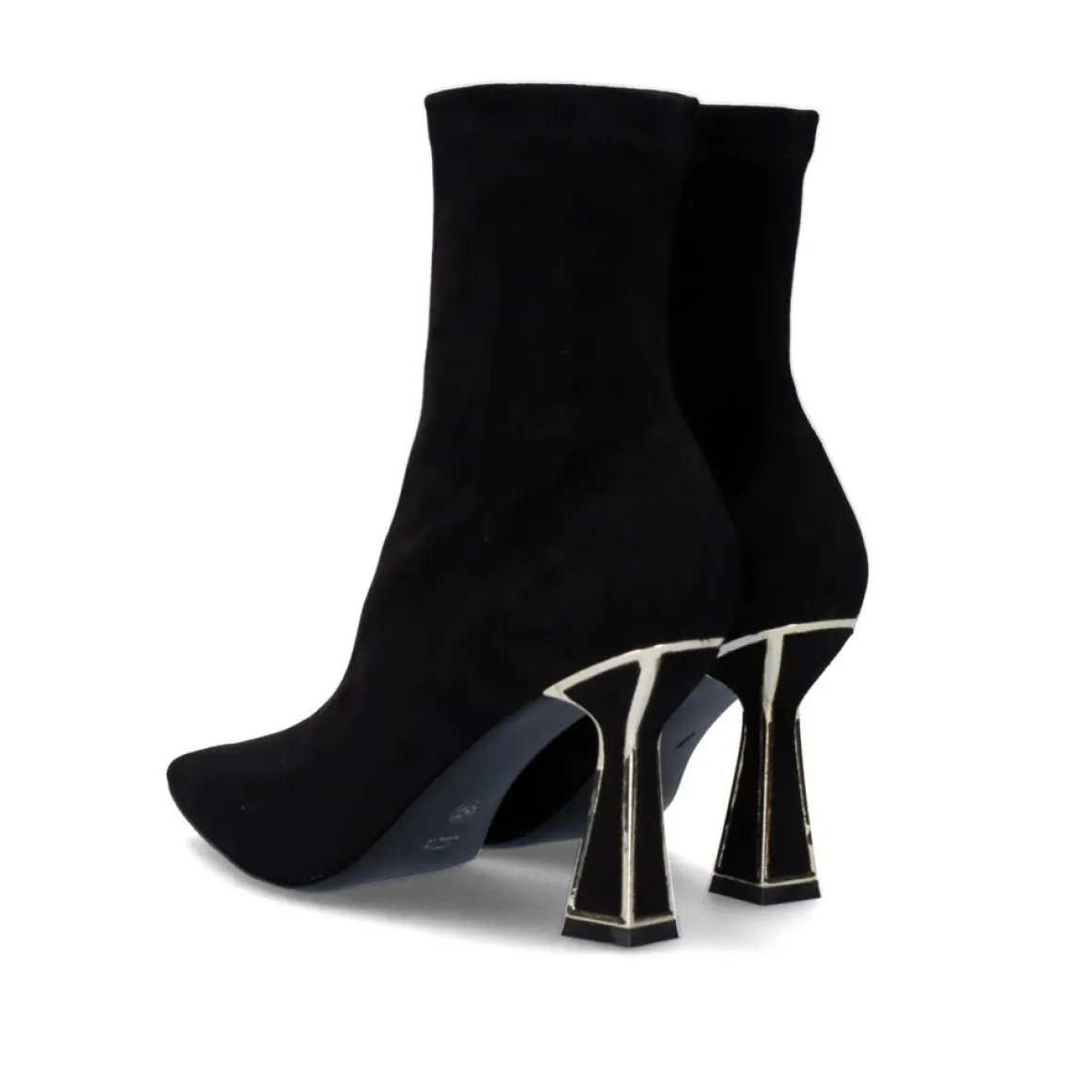 Botina Preta De Microfibra Com Salto Fino Belinda-500 Preto