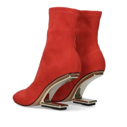 Botins De Microfibra Maggie-600 Vermelhos