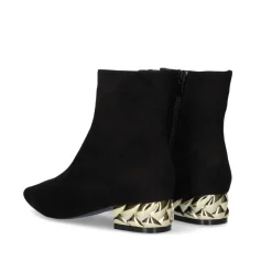 Botins De Salto Baixo Latin Microfiber-221 Preto