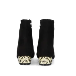 Botins De Salto Baixo Latin Microfiber-221 Preto