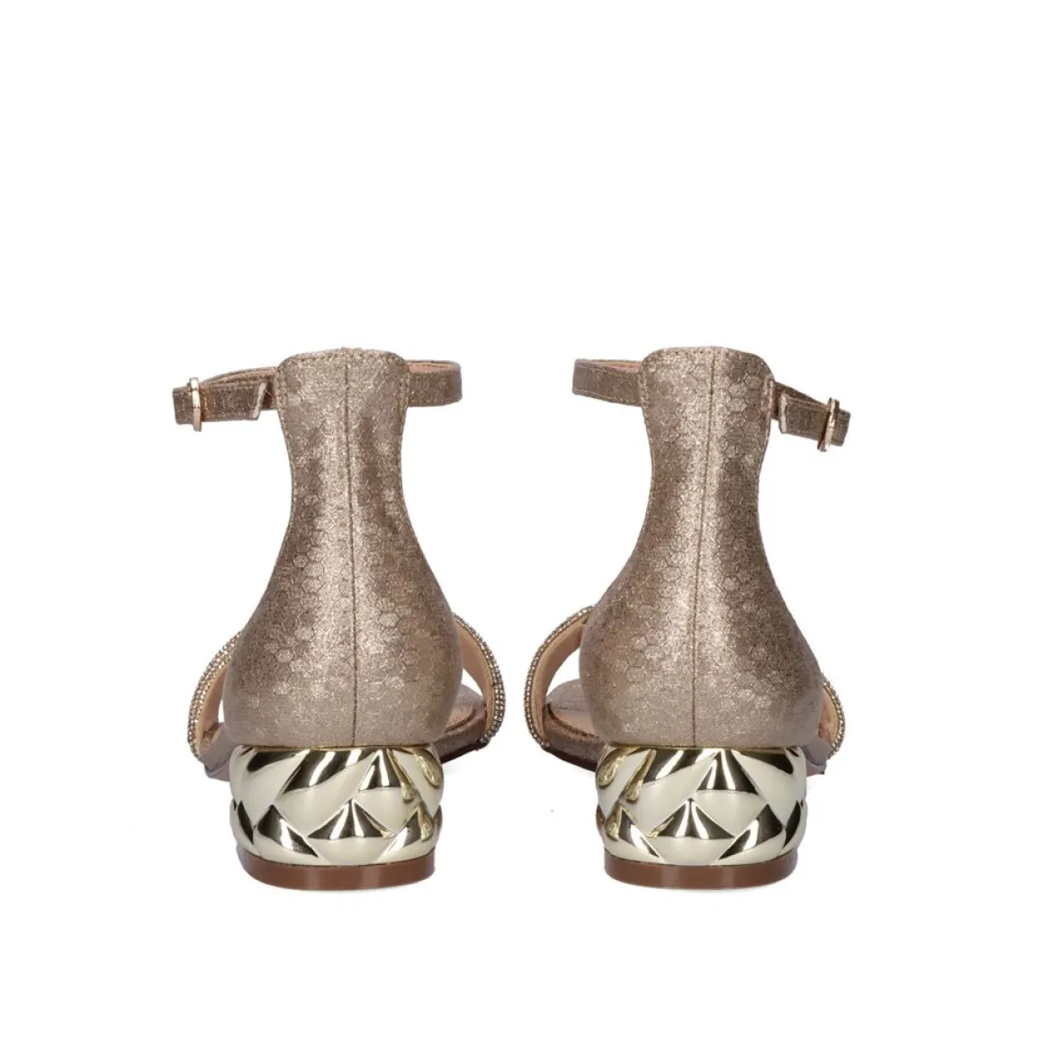 Exe Katy-689 Sandalia De Salto Baixo Dourado