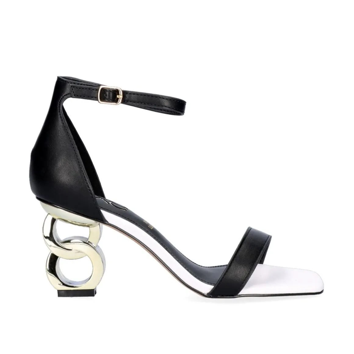 Low Heeled Sandal Lilian-055 Preto Branco