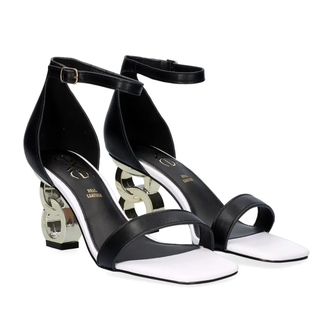 Low Heeled Sandal Lilian-055 Preto Branco