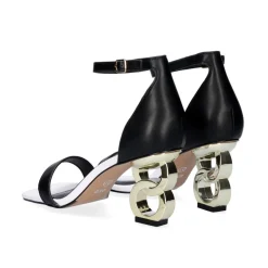 Low Heeled Sandal Lilian-055 Preto Branco