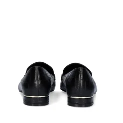 Mocassim Com Corrente Em Dourado Verona-171 Em Preto Croco