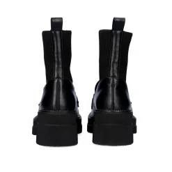 Mocassim Estilo Meia B079-H227 Preto Com Cadeia Larga Em Prata