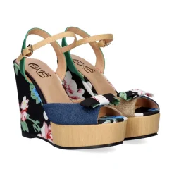 Naomi-011 Cunha Impressa De Flor Azul