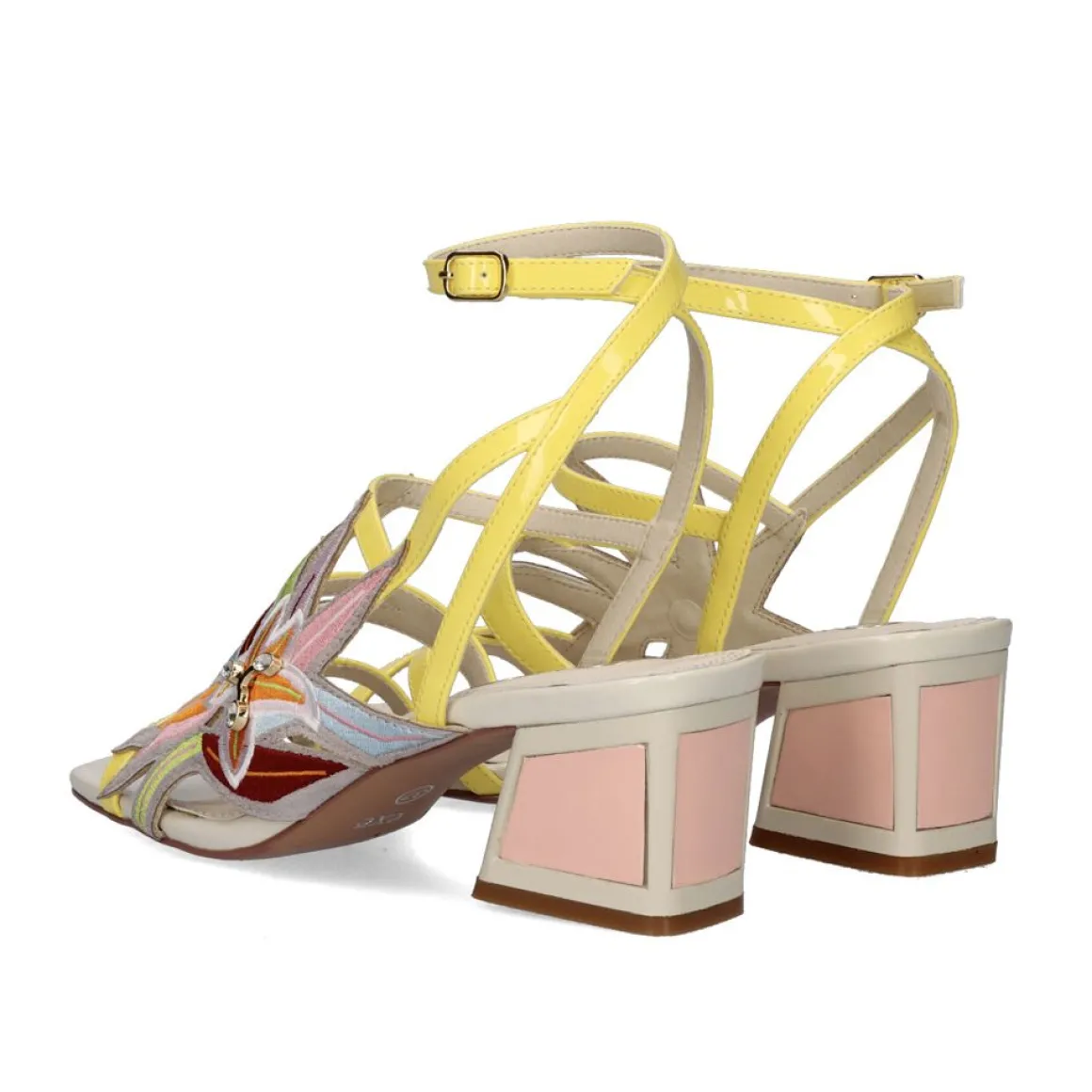 Nova Sandalia De Salto Baixo Luisa-400 Amarelo