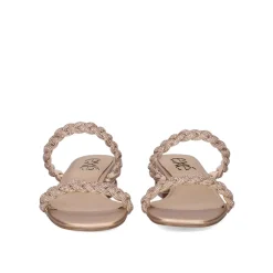 Novo Sandalia De Salto Baixo Katy-411 Strass Ouro Rosa