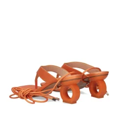 Novo Sandalia De Salto Baixo Brenda-314 Laranja