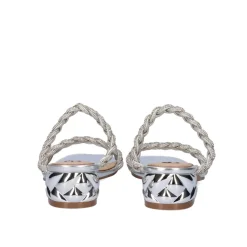 Novo Sandalia De Salto Baixo Katy-411 Strass Prata