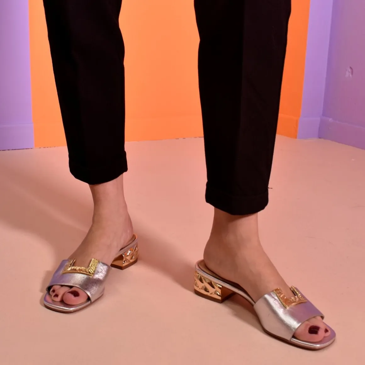 Salto Baixo Sandal Katy-810 Prata