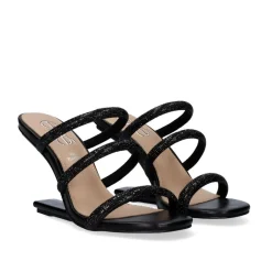 Sandalia De Salto Alto Maggie-822 Strass Preta