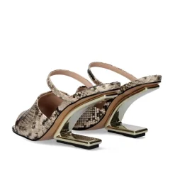 Sandalia De Salto Alto Maggie-865 Cobra Beige