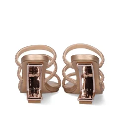 Sandalia De Salto Alto Maggie-822 Strass Ouro Rosa