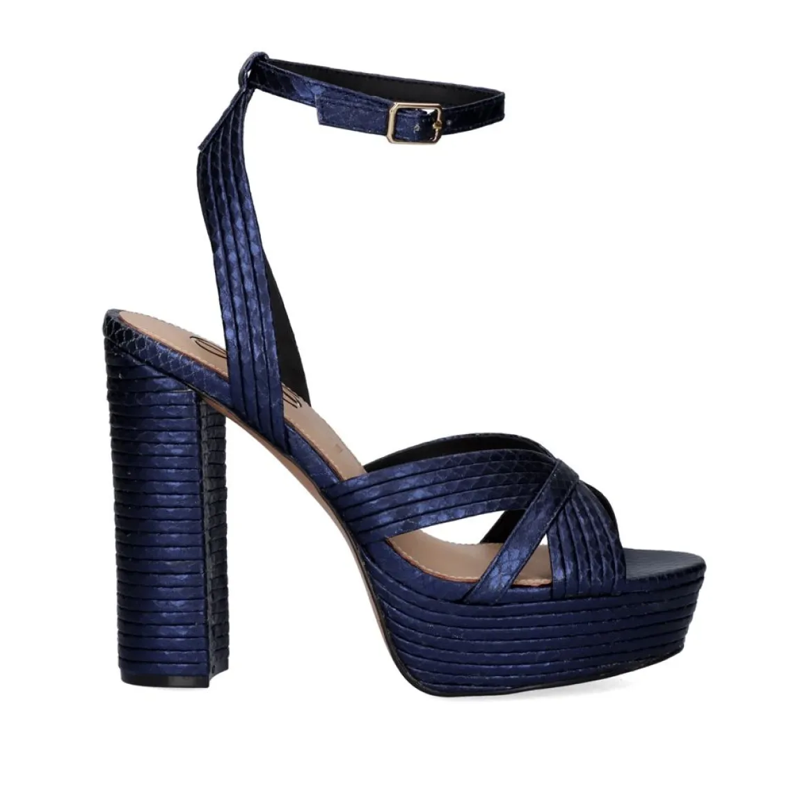 Sandalia De Salto Alto Ophelia-832 Snake Blue
