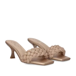 Sandalia De Salto Baixo Jennifer-040 Ouro Rosa