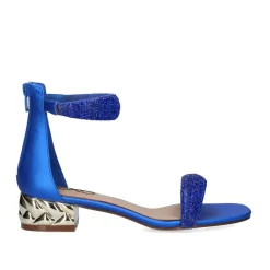 Sandalia De Salto Baixo Katy-507 Strass Azul