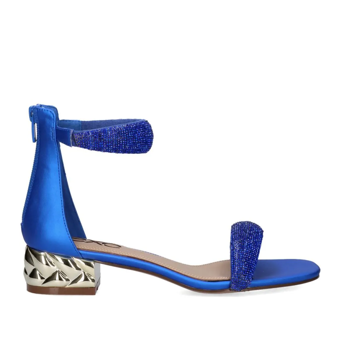 Sandalia De Salto Baixo Katy-507 Strass Azul