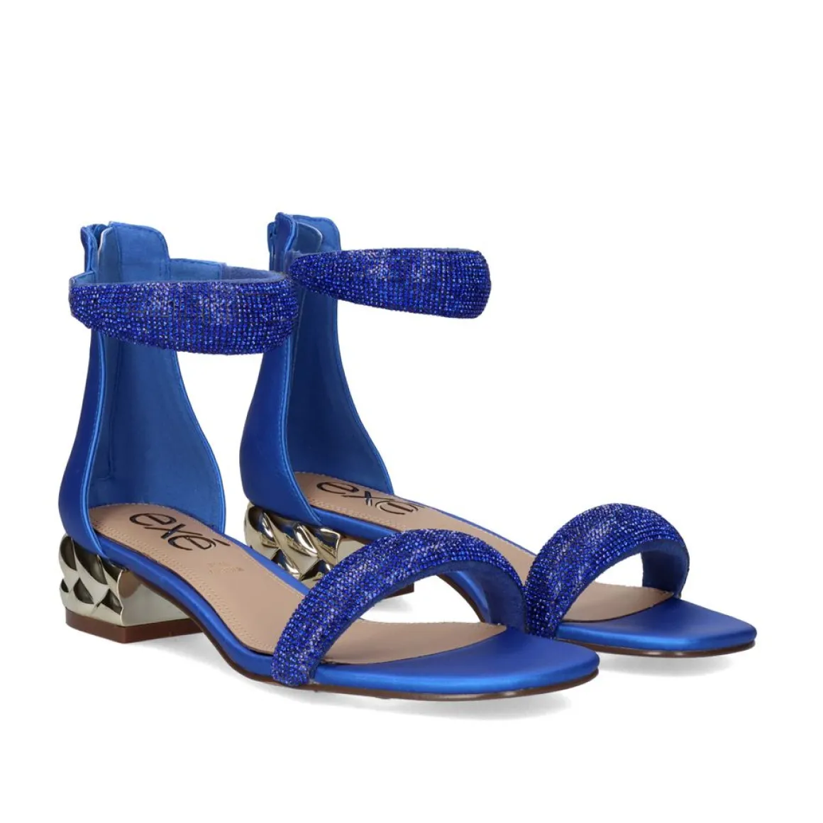 Sandalia De Salto Baixo Katy-507 Strass Azul