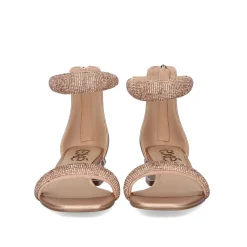 Sandalia De Salto Baixo Katy-507 Strass Ouro Rosa