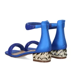 Sandalia De Salto Baixo Katy-507 Strass Azul