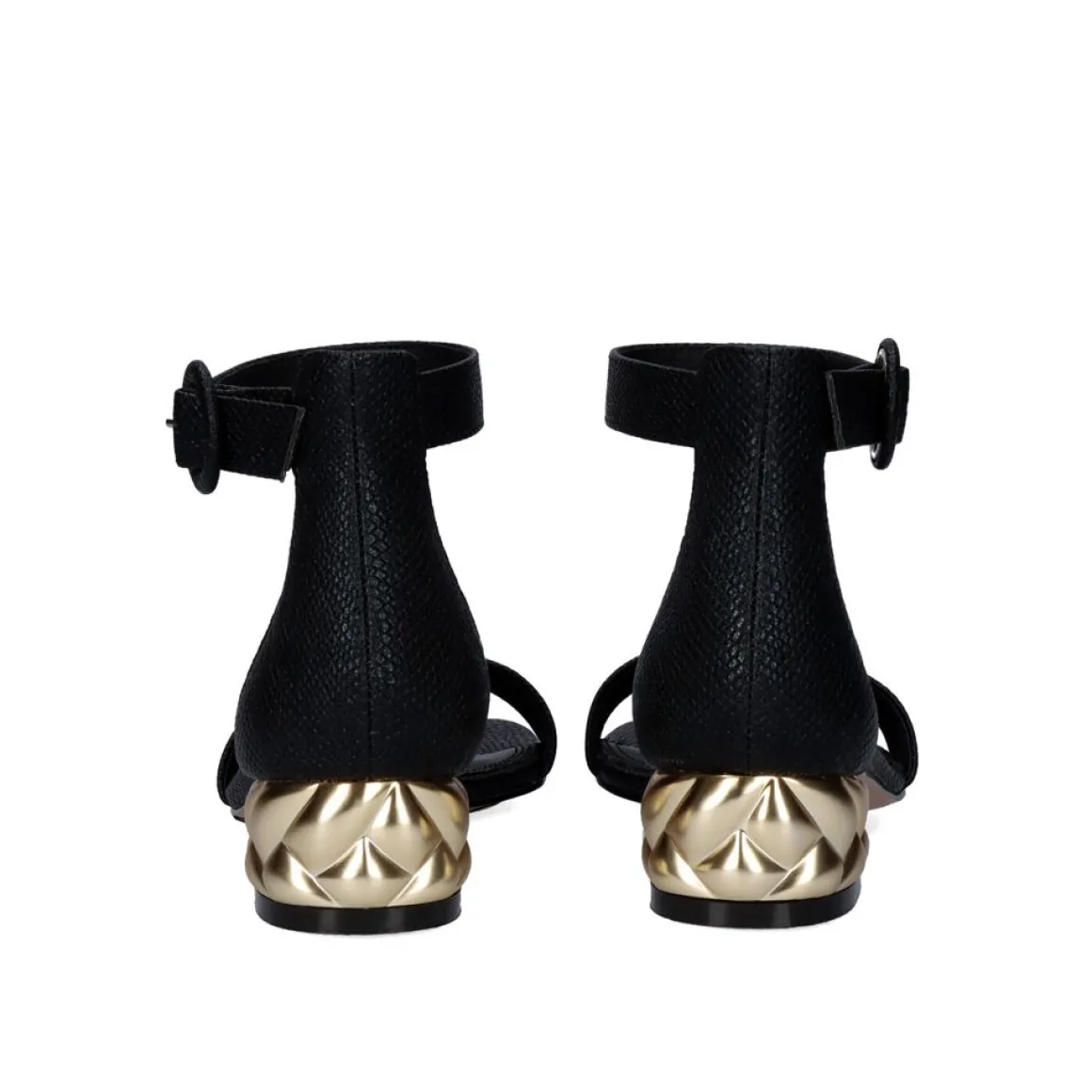 Sandalia De Salto Baixo Katy-330 Cobra Preta