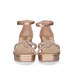 Sandalia De Salto Baixo Lina-210 Champanhe