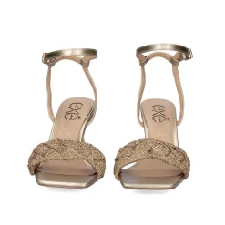 Sandalia De Salto Baixo Lilian-180 Ouro