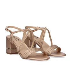 Sandalia De Salto Baixo Penny-266 Rosa Dourado