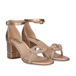 Sandalia De Salto Baixo Penny-247 Ouro Rosa