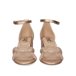 Sandalia De Salto Baixo Penny-247 Ouro Rosa