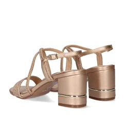 Sandalia De Salto Baixo Penny-266 Rosa Dourado