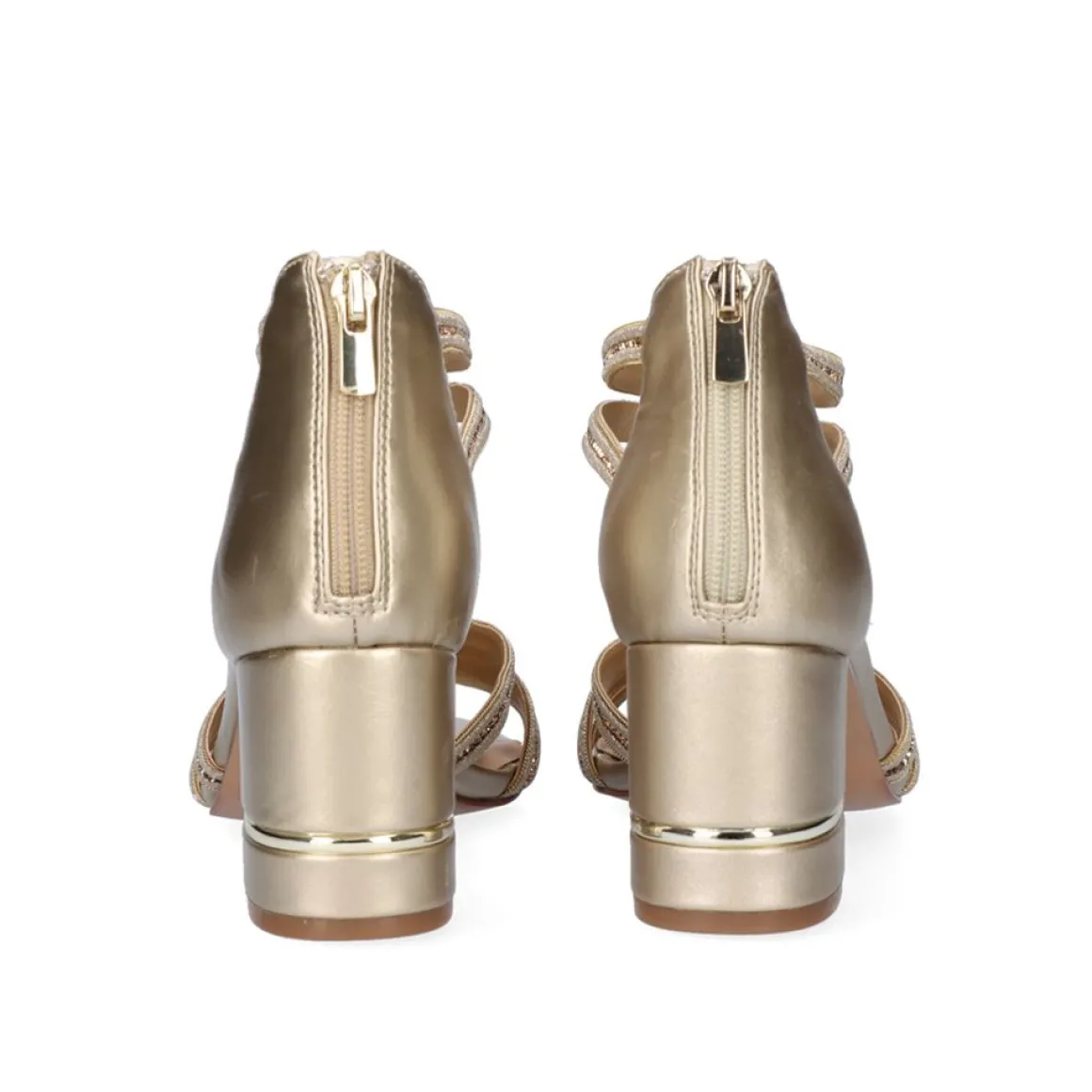 Sandalia De Salto Baixo Penny-235 Ouro