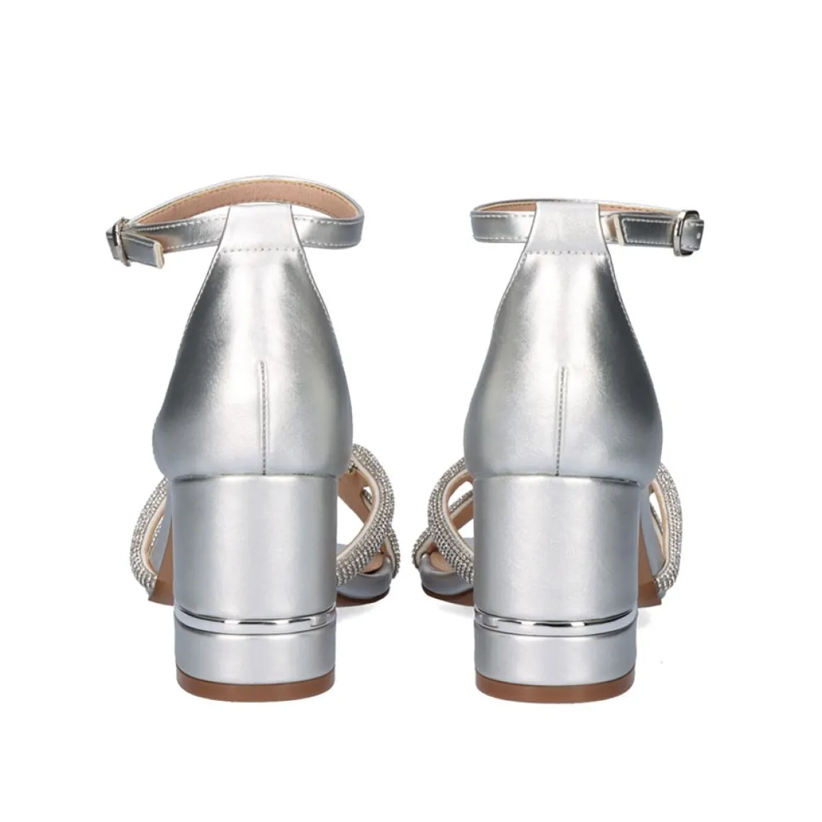 Sandalia De Salto Baixo Penny-247 Prateado