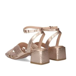 Sandalia De Salto Baixo Sidney-621 Snake Gold