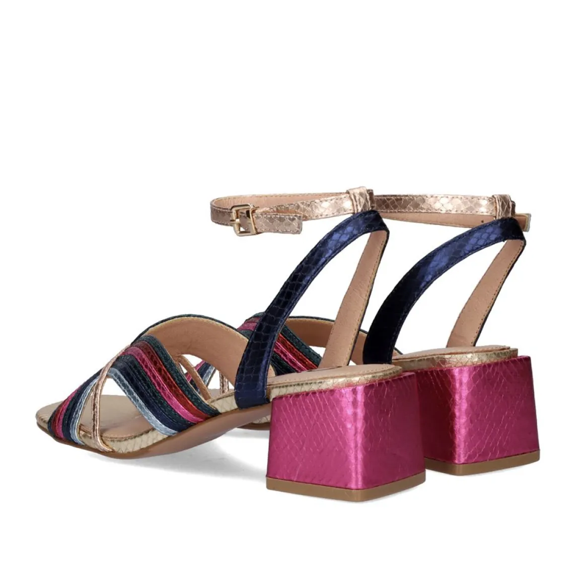 Sandalia De Salto Baixo Sidney-621 Cobra Multicolor